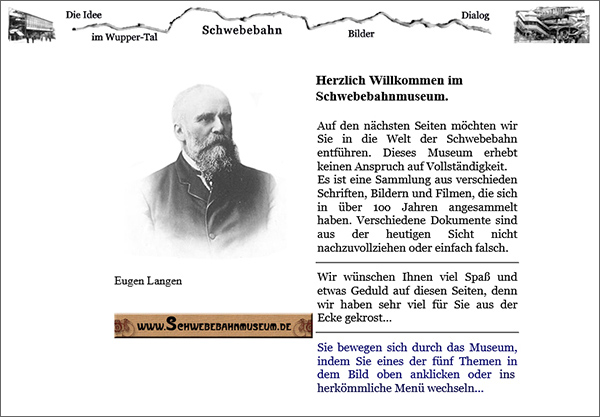 Webangebot www.schwebebahnmuseum.de (Vorschaubild)