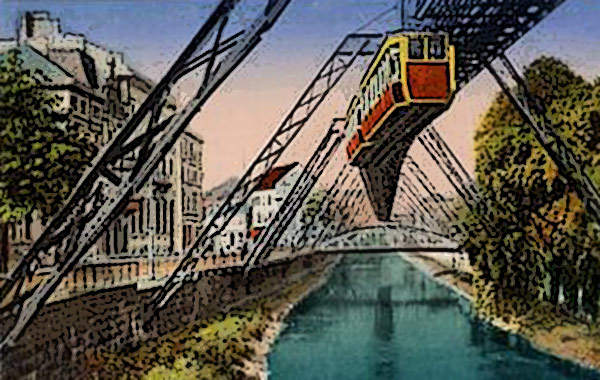 Die Wuppertaler Schwebebahn an der Haspeler Brücke