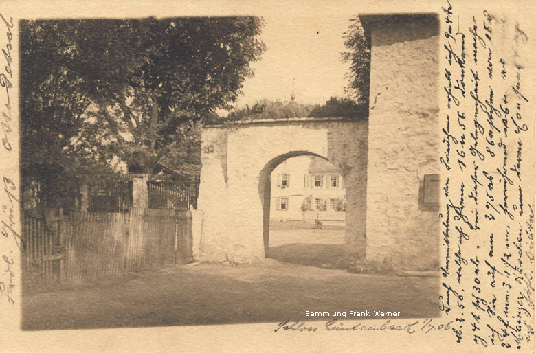 Der Torbogen von Schloß Lüntenbeck auf einer Postkarte von 1906 (Sammlung Frank Werner)