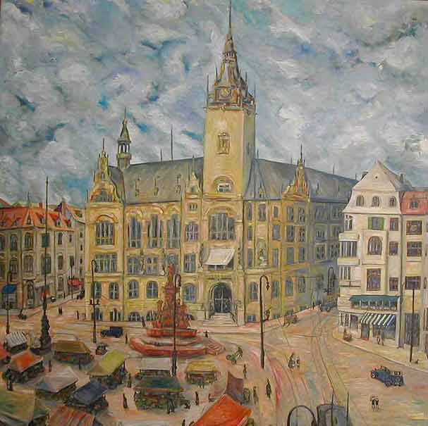 Rathaus - Gemälde von Thomas Eiffert Galerie Blickfang (Foto Steffen Schneider Galerie Blickfang)
