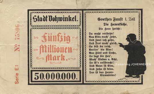 Notgeld Vohwinkel Fünfzig Millionen Mark