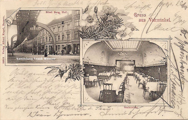 Das Hotel Bergischer Hof in Vohwinkel auf einer Postkarte von 1904 (Sammlung Frank Werner)