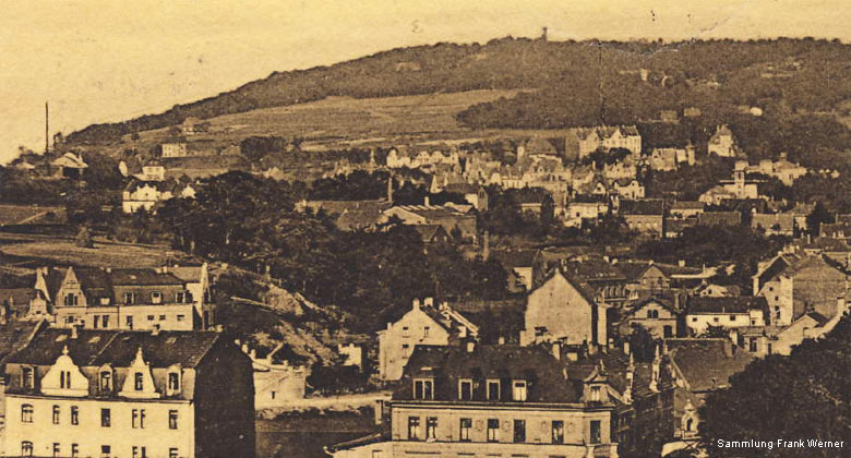 Blick von Hammerstein über Sonnborn ins Villenviertel am Zoo auf einer Postkarte von 1914 - Ausschnitt (Sammlung Frank Werner)