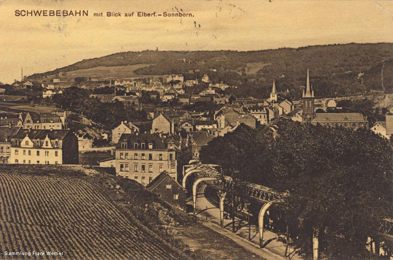 Blick von Hammerstein über Sonnborn ins Villenviertel Zoo auf einer Postkarte von 1914 (Sammlung Frank Werner)