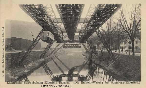 Umkehr-Weiche der Schwebebahn bei Sonnborn (Sammlung Udo Johenneken)