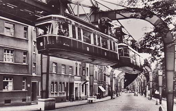 Schwebebahn an der Grotenbeck in Hammerstein auf einer Postkarte von 1957